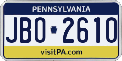 PA license plate JBO2610