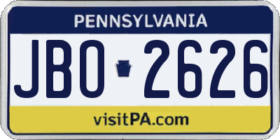 PA license plate JBO2626