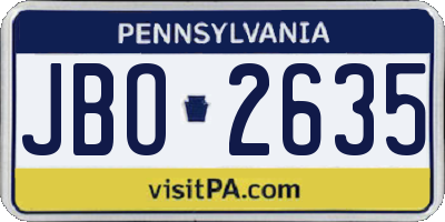 PA license plate JBO2635