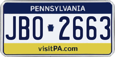PA license plate JBO2663