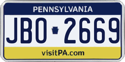 PA license plate JBO2669