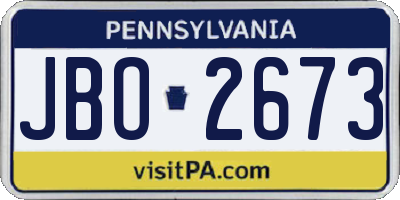 PA license plate JBO2673