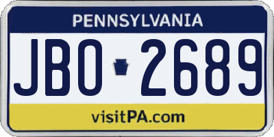 PA license plate JBO2689