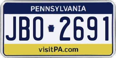 PA license plate JBO2691