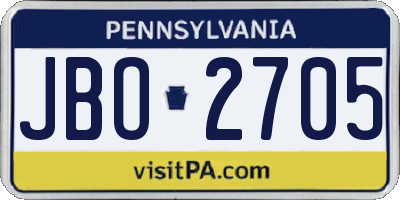 PA license plate JBO2705