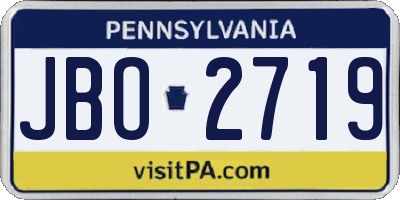 PA license plate JBO2719