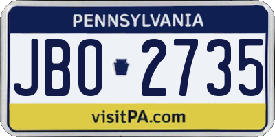 PA license plate JBO2735