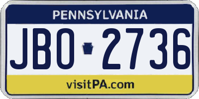 PA license plate JBO2736