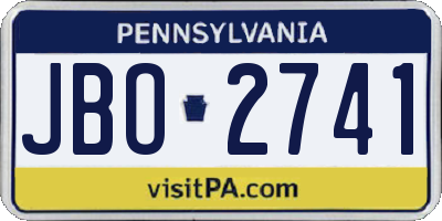PA license plate JBO2741