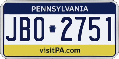 PA license plate JBO2751