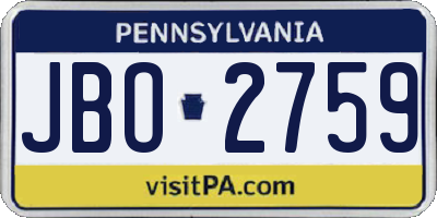PA license plate JBO2759