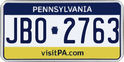 PA license plate JBO2763