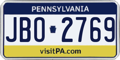PA license plate JBO2769