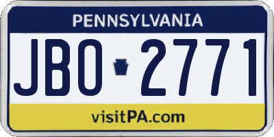 PA license plate JBO2771