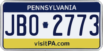 PA license plate JBO2773