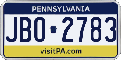 PA license plate JBO2783