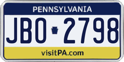 PA license plate JBO2798