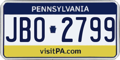 PA license plate JBO2799