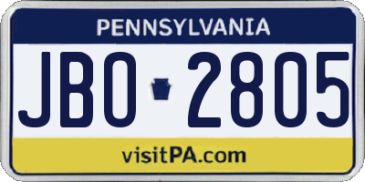 PA license plate JBO2805