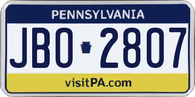 PA license plate JBO2807