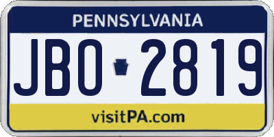 PA license plate JBO2819