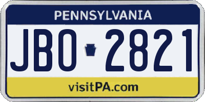 PA license plate JBO2821