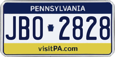 PA license plate JBO2828