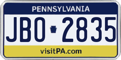 PA license plate JBO2835