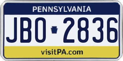 PA license plate JBO2836