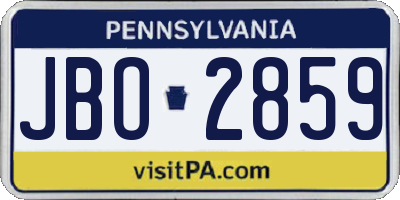 PA license plate JBO2859