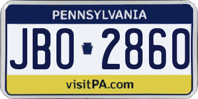PA license plate JBO2860