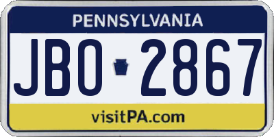 PA license plate JBO2867