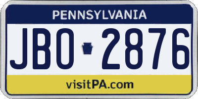 PA license plate JBO2876