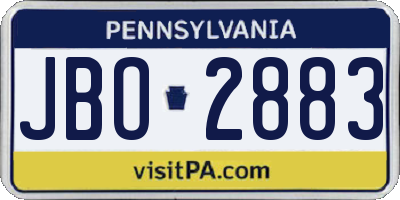 PA license plate JBO2883