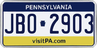 PA license plate JBO2903