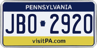 PA license plate JBO2920