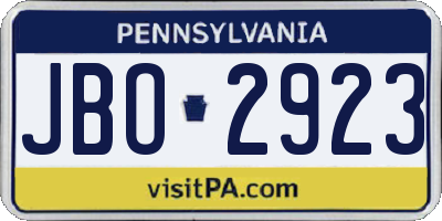 PA license plate JBO2923