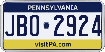 PA license plate JBO2924
