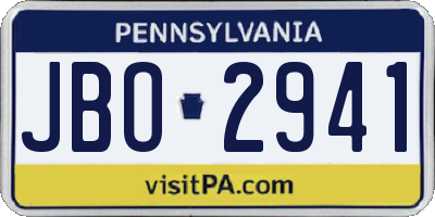 PA license plate JBO2941