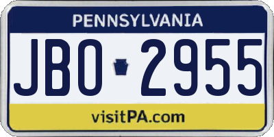 PA license plate JBO2955