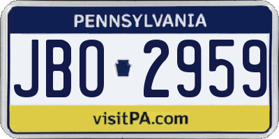 PA license plate JBO2959
