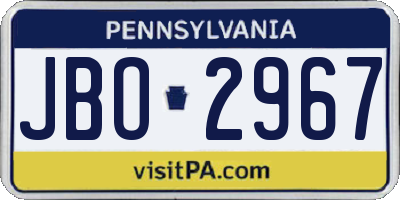 PA license plate JBO2967