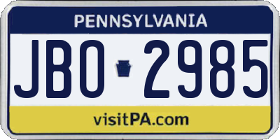 PA license plate JBO2985