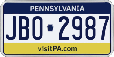 PA license plate JBO2987