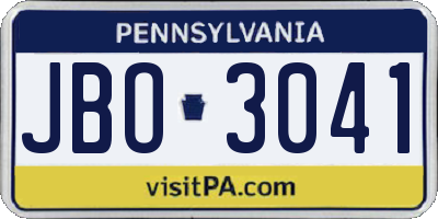 PA license plate JBO3041