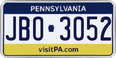 PA license plate JBO3052