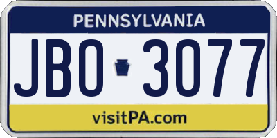 PA license plate JBO3077