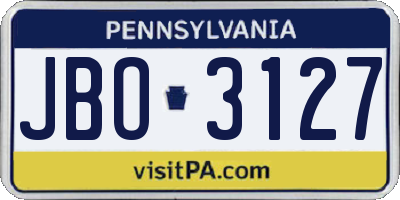 PA license plate JBO3127
