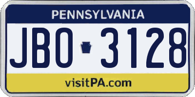 PA license plate JBO3128