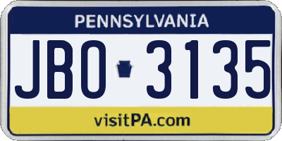 PA license plate JBO3135